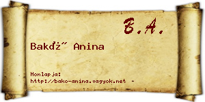 Bakó Anina névjegykártya